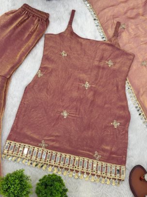 Fendy Silk Fabric  Coper Colour  Sharara Suit