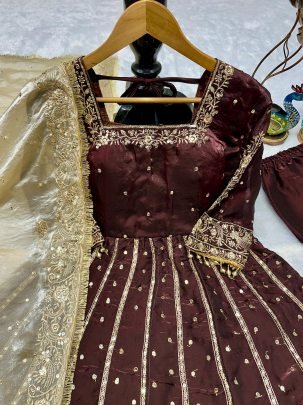 Festive Wear Brown  Colour Anarkali  Suit