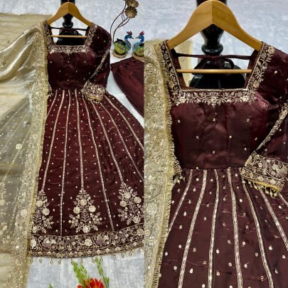 Festive Wear Brown  Colour Anarkali  Suit