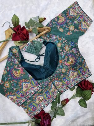 Festive Wear Green Colour Ready Made Blouse