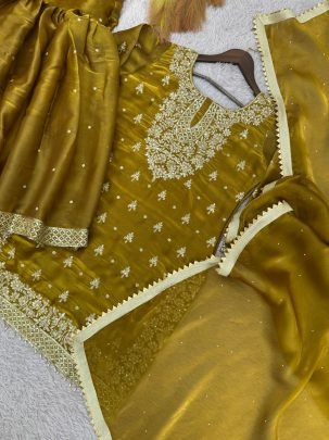 Festive Wear Musterd Colour Sharara Suit