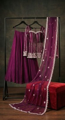 Festive Wear Purple Colour Lehenga