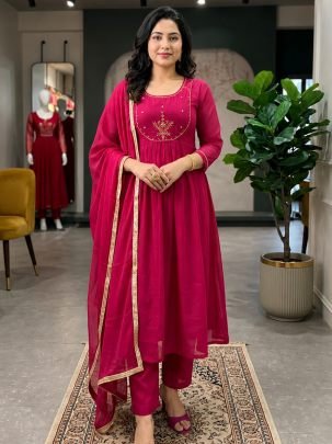 Festive Wear  Rani  Colour Ready Made Suit
