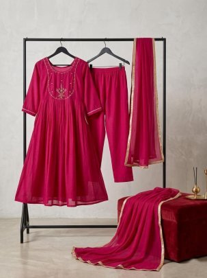 Festive Wear  Rani  Colour Ready Made Suit