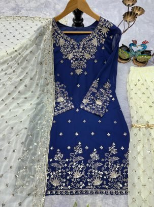 Festive  Wear  Royal Blue  Colour  Sharara Suit