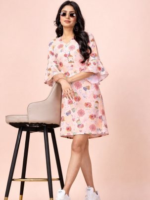 Floral  Printed  Mix Colour  One Pices  Dress