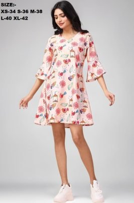 Floral  Printed  Mix Colour  One Pices  Dress