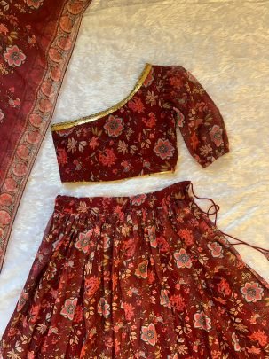 Floral Printed  Red  Colour Lehenga Choli With Dupatta
