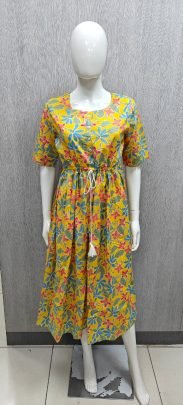 Flower Print  Yellow Colour  One Pices Dress