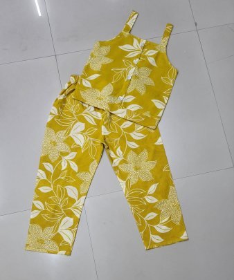 Flower Print Yellow Colour Ord Set for Kids