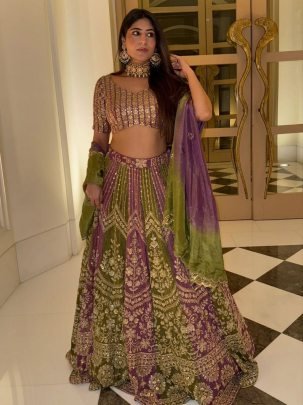 Foux Gorgette Sequnce Work Lehenga Choli