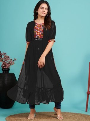 Fox Georgette Black Colour Navratri Kurti