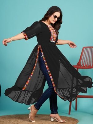 Fox Georgette Black Colour Navratri Kurti