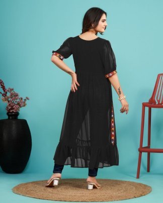 Fox Georgette Black Colour Navratri Kurti