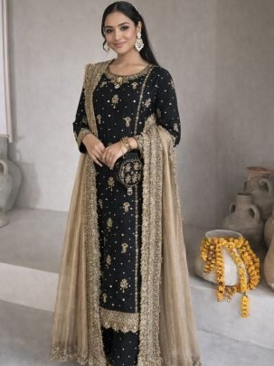 Fox Georgette Black Colour Palazzo Suit