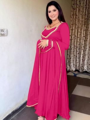 Fox Georgette Fabric Rani Colour Anarkali Suit