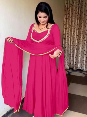 Fox Georgette Fabric Rani Colour Anarkali Suit