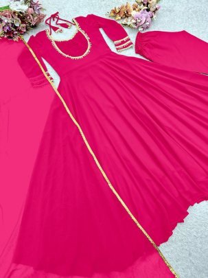 Fox Georgette Fabric Rani Colour Anarkali Suit