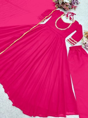 Fox Georgette Fabric Rani Colour Anarkali Suit