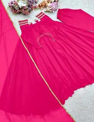 Fox Georgette Fabric Rani Colour Anarkali Suit