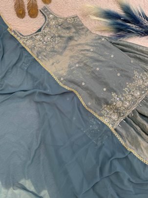 Frendy Silk Fabric Full Flared Palazzo Suit