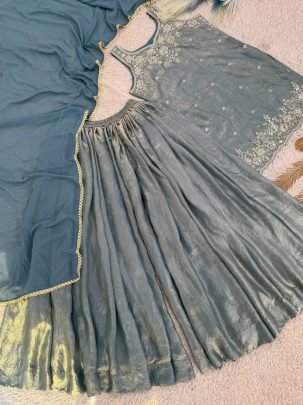 Frendy Silk Fabric Full Flared Palazzo Suit