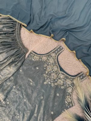 Frendy Silk Fabric Full Flared Palazzo Suit