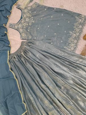 Frendy Silk Fabric Full Flared Palazzo Suit
