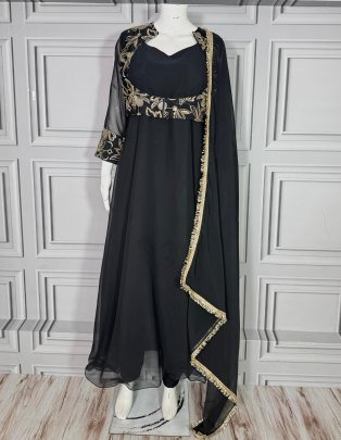 Full Flair  Black Colour  Anarkali Suit