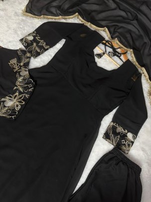 Full Flair  Black Colour  Anarkali Suit