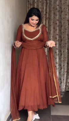 Full Flair Brown Colour Anarkali Suit