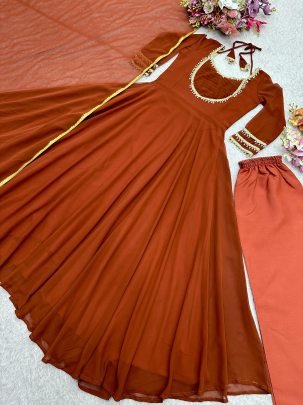 Full Flair Brown Colour Anarkali Suit