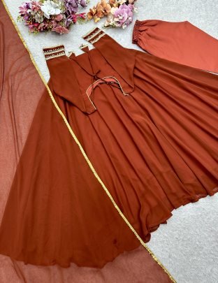 Full Flair Brown Colour Anarkali Suit