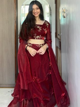 Full Flair  Maroon  Colour  Lehenga Choli