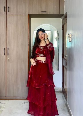 Full Flair  Maroon  Colour  Lehenga Choli