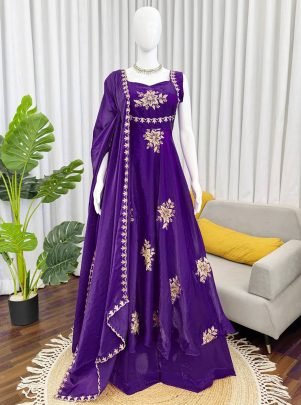 Full Flair  Purple Colour Anarkali Suit