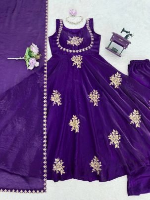 Full Flair  Purple Colour Anarkali Suit