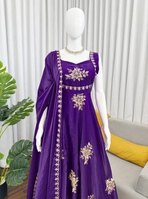 Full Flair  Purple Colour Anarkali Suit