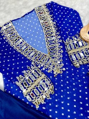 Georgette Fabric Blue Colour Indo Western Dress