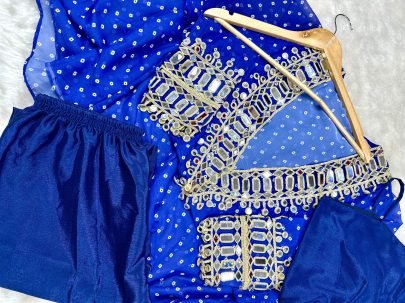 Georgette Fabric Blue Colour Indo Western Dress