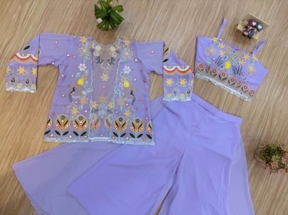 Georgette Fabric Lavender Colour Indo Western Dress