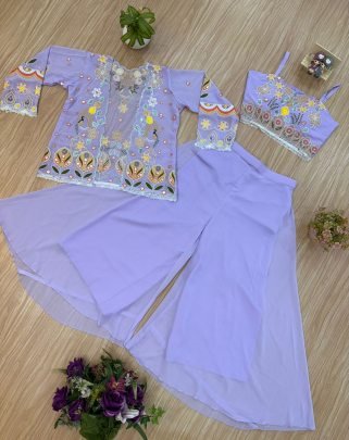 Georgette Fabric Lavender Colour Indo Western Dress