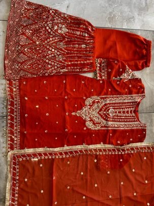 Georgette Fabric Orange Colour Gharara Suit