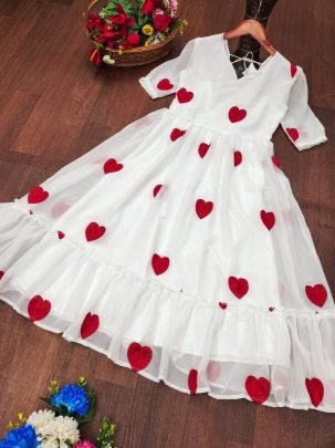 Georgette Fabric White Colour One Pices Dress