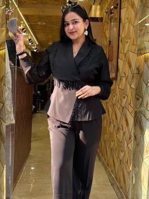 Georgette Fancy Black Co Ord Set