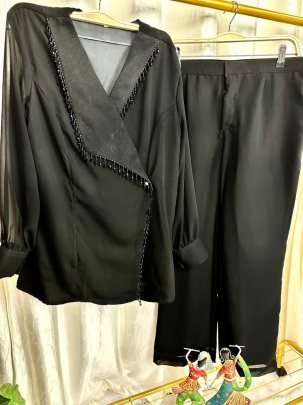 Georgette Fancy Black Co Ord Set