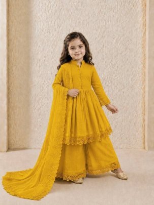Golden Sunshine Kids Premium Roman Silk Gown Palazzo Set