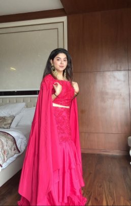Graceful Layered Ruffle Lehenga with Cape Dupatta