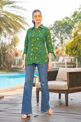 Green Printed Rayon Shirt
