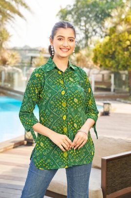 Green Printed Rayon Shirt